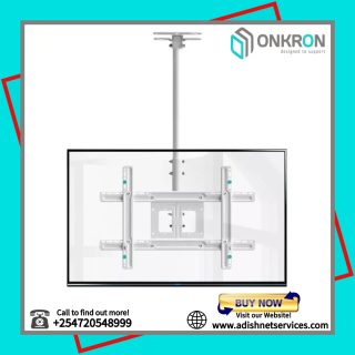 Onkron Ceiling Tv Mount Hanging Height Adjustable Tv Bracket Drop Down Tv Mount Full Motion Pole Tv Mount For 32 To 70 Inch Led Lcd Oled 4K Tvs Flat Screens Up To 150 Lbs N1L White | 0720548999