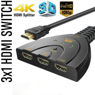 1x HDMI Splitter 4K Ultra HD 3 IN 1 Out Port 3 Way Switch Cable Cord For Monitor