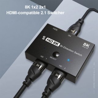 2 in 1 Out UHD 8K 4K Bi Direction HDMI 2.1 Switch Switcher Splitter Hub for HDTV