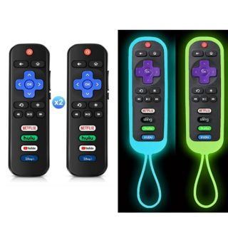 2 Pcs Replacement Roku Tv Remote + 2 Pcs Remote Covers, Universal Tv Remote Only For Sharp Roku/Tcl/Hisense/Onn/Insignia/Element/Philips/Westinghouse Roku Series Smart Tvs (Not For Roku Stick And Box)