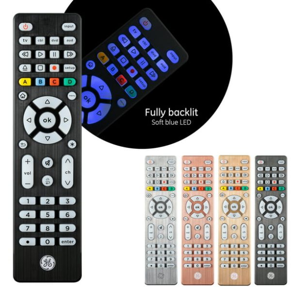 Ge 4 Device Backlit Universal Remote Tv Control In Brushed Black 48843 | 0720548999