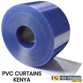 PVC Strip Curtain Roll, Clear with Blue tint Kenya