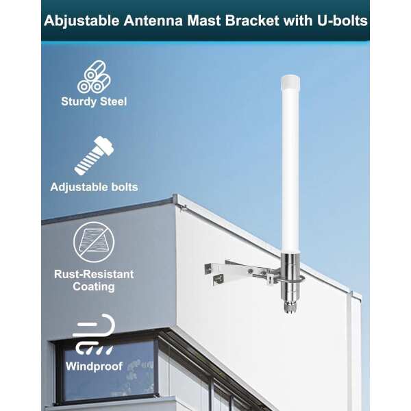 7" Heavy-Duty Wall Mount Pair for TV
  Antenna Mast - Durable Iron Construction, Adjustable Angle, Easy Installation
  - Universal Design for TV Antennas, Access Points, Wireless Bridges 3-Leg - Image 4