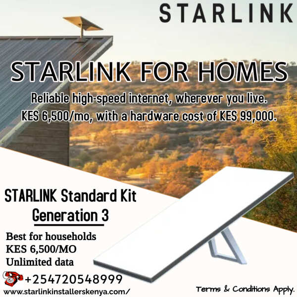   Starlink™ 
  Standard Satellite Antenna & WiFi Router Kit (New Gen) -
  Tri-band  - Activation and
  Configuration, Kisumu