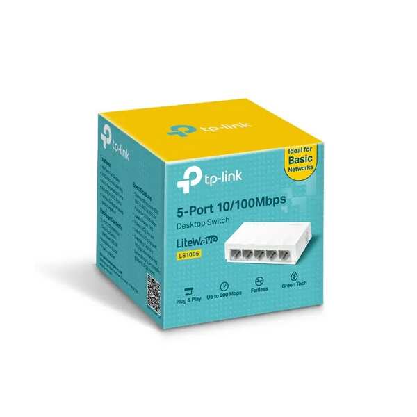 TP-LINK LS1005 5PORT 10/100Mbps Switch -
  Green Ethernet technology