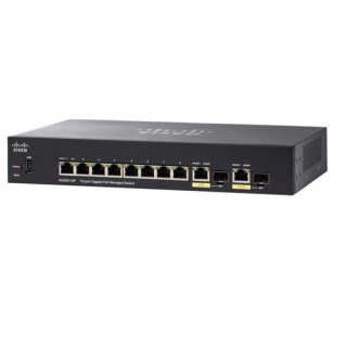 Cisco SG350-10PP Managed Switch - 8 x
  10/100/1000 (PoE+) + 2 x combo Gigabit SFP, 20 Gbps switching capacity, 14.88
  mbps forwarding performance