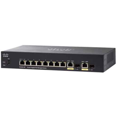 Cisco SG350-10PP Managed Switch - 8 x
  10/100/1000 (PoE+) + 2 x combo Gigabit SFP, 20 Gbps switching capacity, 14.88
  mbps forwarding performance