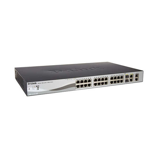 D-Link 28-Port Fast Ethernet WebSmart
  PoE+ Switch including 2 Gigabit BASE-T and 2 Gigabit Combo BASE-T/SFP Ports
  (DES-1210-28P)