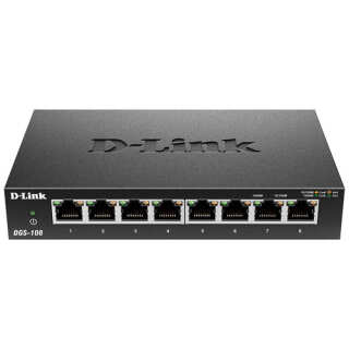 D-Link 8 Port Gigabyte Unmanaged Metal
  Desktop Switch (DGS-108A)