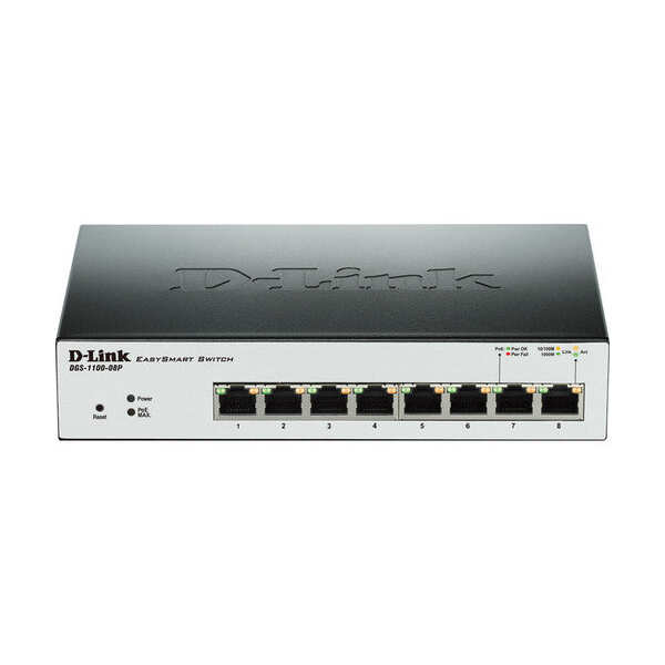 D-Link 8-Port EasySmart Gigabit Ethernet
  PoE Switch (DGS-1100-08P)