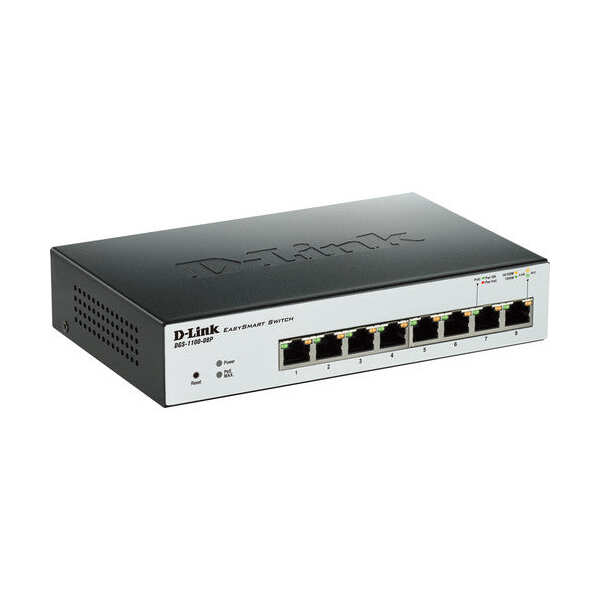 D-Link 8-Port EasySmart Gigabit Ethernet
  PoE Switch (DGS-1100-08P)