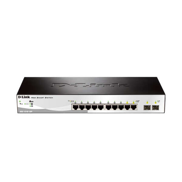 D-Link 10-Port Gigabit Smart Managed PoE
  Switch (DGS-1210-10P)