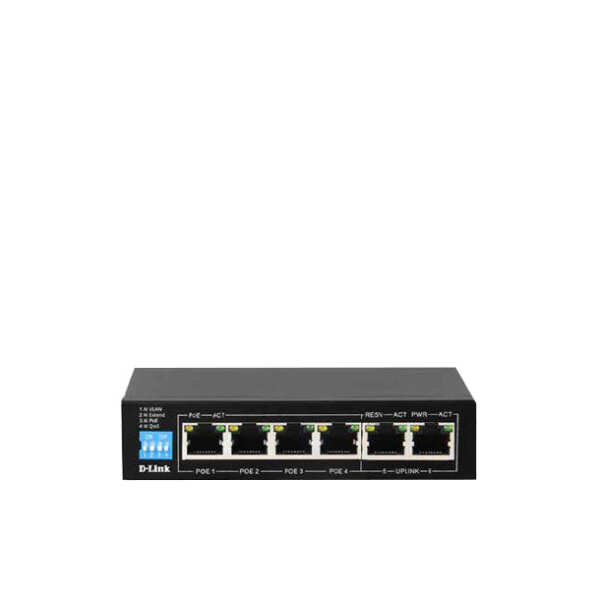 D-Link DGS-F1006P-E 250M 6-Port 1000Mbps
  Switch with 4 PoE Ports and 2 Uplink Ports