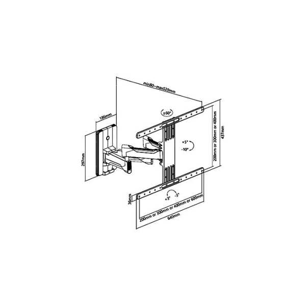 Skill Tech  SH 65 464P Premium Full-Motion TV Wall
  Mount - Image 2