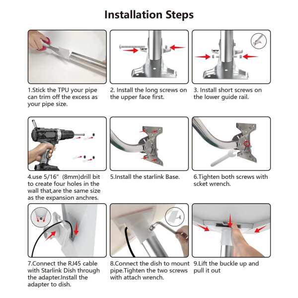 Starlink Gen 3 Mount, Adjustable Angles
  Stainless Steel Mount ，For Wall Mount And Roof Mount, Starlink V3 Mounting
  Kit - Image 6
