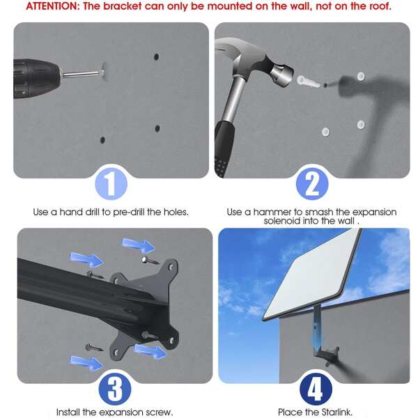 Starlink V2 Mount Kit,For Eaves Or
  External Walls Mount,Starlink Pole Metal Bracket,Compatible With Starlink V2
  Rectangular Dish - Image 6