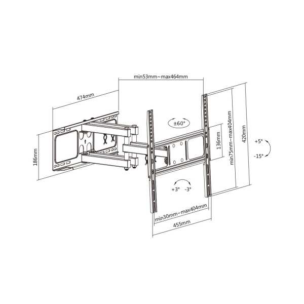 Skill Tech  SH 446P Affordable Full-Motion TV Wall
  Mount For Double Stud - Image 2