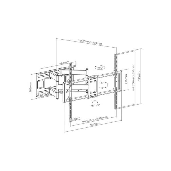 Skill Tech  SH 990P Heavy - Duty Full Motion TV Wall
  Mount - Image 2