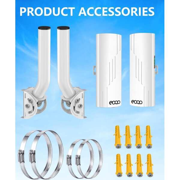 Point to Point Wireless Bridge with Mount for Starlink Internet, 3KM Dual Gigabit RJ45 LAN Port 5.8G Network WiFi Bridges Extender CPE Access Point with 16dBi Antenna for Outdoor, IP65 2-Pack - Image 2