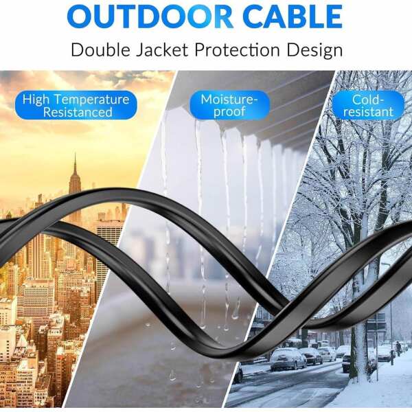 Fuwkeo Heavy-Duty Shielded Outdoor Cable for Starlink Gen 3 - PE Cover, Waterproof, UV Resistant, Direct Burial, In-Ground - Compatible with Starlink V3 Dish and Starlink Mini (100FT/30M) - Image 4