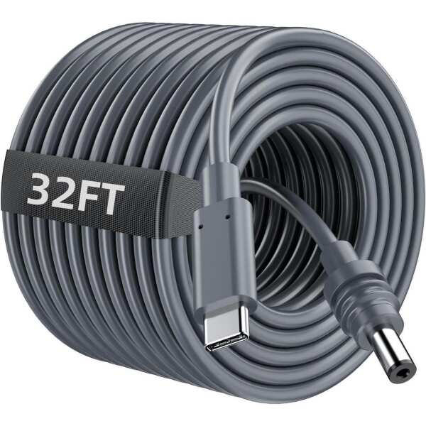 DuHeSin Starlink Mini Cable, 32FT / 10M Starlink Mini USB C to DC Power Cable Cord 100W Input, Waterproof USB Type C to DC Cable for Power Bank 65W+ PD Source