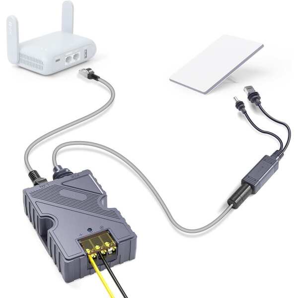 MSAFF Starlink Mini Splitter 12V Power Supply + 150W GigE Passive & ESD Protection Poe with Built-in Protection Features DC&RJ45 Adapter Splitter