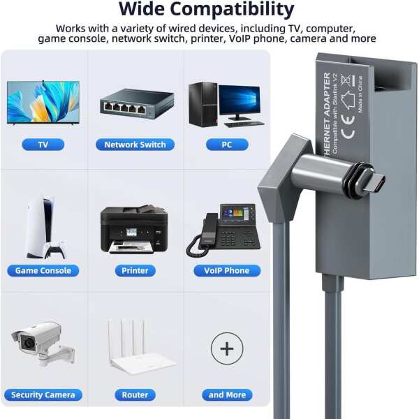 Starlink Ethernet Adapter Gen 2 (1pc Plug and Play) Star Link V2 RJ45 Ethernet Interface Wired Extenders - Image 4