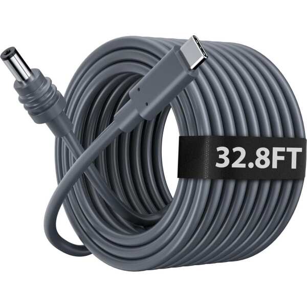 Starlink Mini Cable, 10M/32.8 FT Starlink Mini USB C to DC Power Cable Cord, Starlink 100W USB Type-C to DC Cable Waterproof Work with 100W+ PD Source, Gray