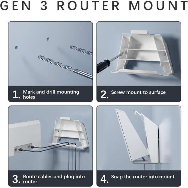 FTWMEME Starlink Router Mount - ABS Starlink Wall Mount for Gen 3 V3 Routers and Power Adapters, Starlink Gen 3 Mount, Starlink Internet Kit Satellite, Ideal for Wall, Home Office, or RV Setup - Image 3