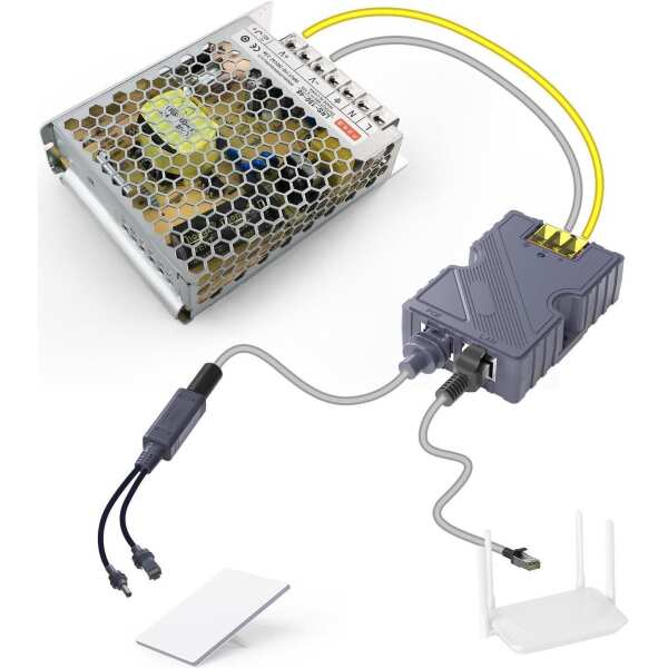 QUIDDITY Starlink Mini Poe Kit: 150W Power Supply 12V Mini Starlink Adapter Splitter PoE Splitter + AC 180-260V to 48V/3A, Gigabit Injector with Advanced Protection Compatible with StarLink Mini