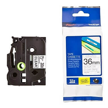 Brother TZe-161 Labelling Tape Cassette – Black on Clear, 36mm wide - Kenya