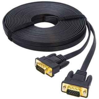 DTECH Computer Monitor VGA Cable (B07H7K47HL) 65 FT 15 Pin Male to Male Cord Adapter 20m Long Slim Flat Black - Kenya