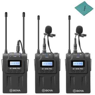 BOYA by-WM8 Pro-K2 UHF Dual-Channel Wireless Microphone System Receiver+Transmitter A+Transmitter B with LCD Display Screen for Canon Nikon DSLR Camera Camcorder with Andoer Cleaning Cloth - Kenya