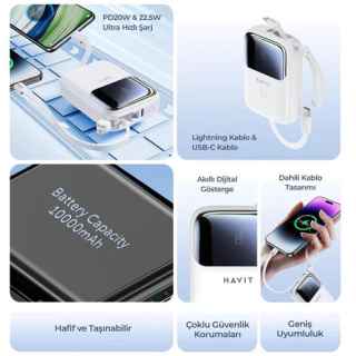Havit PB5215 Type-C and Lightning Cable 10,000 Mah LED Indicator Powerbank - Kenya