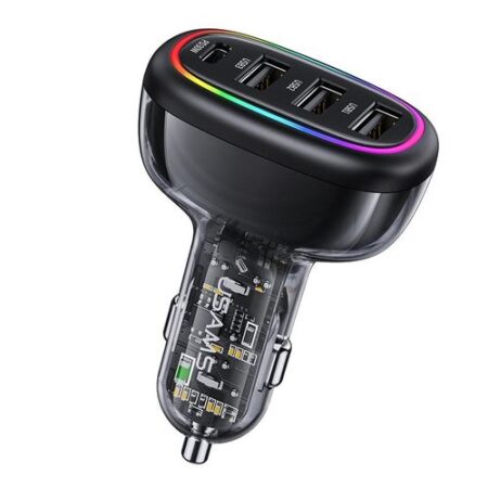 USAMS US-CC170 48W 4-port Transparent Car Fast Charger - Kenya
