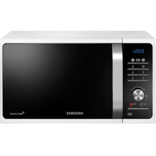 Samsung MS23F301TAW 23L Microwave Oven - smooth ceramic interior, a black glass front , a crystal blue display and detailed silver dial - Kenya