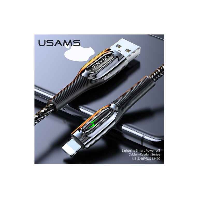 USAMS US-SJ469 Raydan Series 8 Pin Smart Power-off Charging Data Cable, Length: 1.2m (SJ469USB01) - Kenya