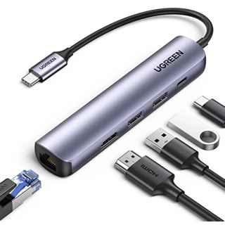 UGREEN USB-C Multifunction Adapter 5 in 1 (CM418) - USB-C to 2*USB 3.0 + HDMI + RJ45 Ethernet Adapter + PD - Kenya