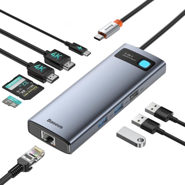 Baseus 9 in 1 USB C Hub Metal Gleam Series Docking Station Adapter - Kenya