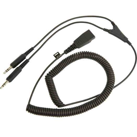 Jabra PC cord - QD to 2x3.5mm 2m coiled - 8734-599 - Kenya