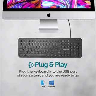Promate Wired Ultra-Slim Ergonomic Keyboard, English - Kenya