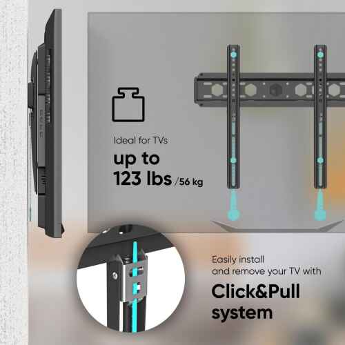 ONKRON TV Wall Mount -Universal TV Mount for Most 35-65 Inch LED LCD Flat and Curved Screen TVs up to 123 lbs, Low Profile Mounting, Wall Mount TV Bracket, Max VESA 400x400mm, 16 Inch Studs, Black - Image 3