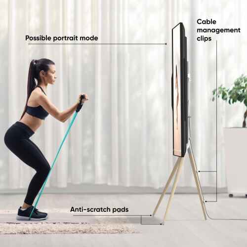 ONKRON Tripod Easel TV Stand, Wooden TV Stand 32"65" TVs up to 77 lb, White - Image 6