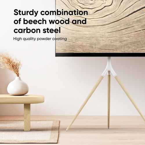 ONKRON Tripod Easel TV Stand, Wooden TV Stand 32"65" TVs up to 77 lb, White - Image 7