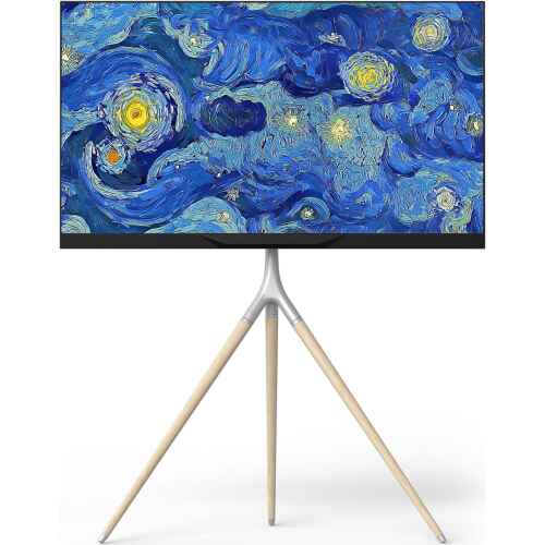 ONKRON Tripod Easel TV Stand, Wooden TV Stand 32"65" TVs up to 77 lb, White