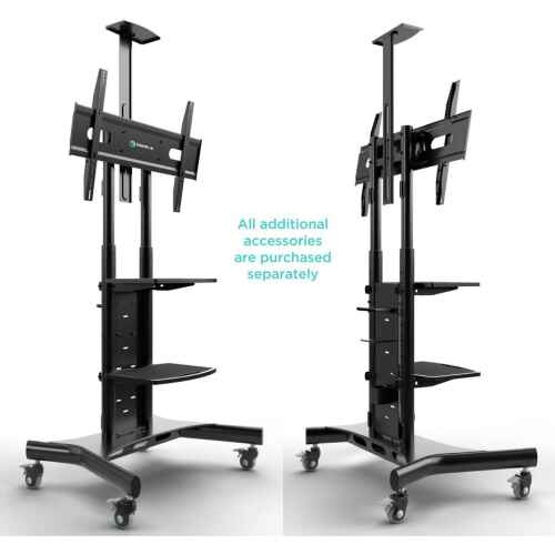 ONKRON Mobile TV Stand with Wheels Rolling TV Stand for 50-83 Inch LED LCD Flat or Curved Screen TVs up to 200 lbs - Height Adjustable TV Cart with Shelves - max VESA 800x500 mm (TS1881) Black - Image 3