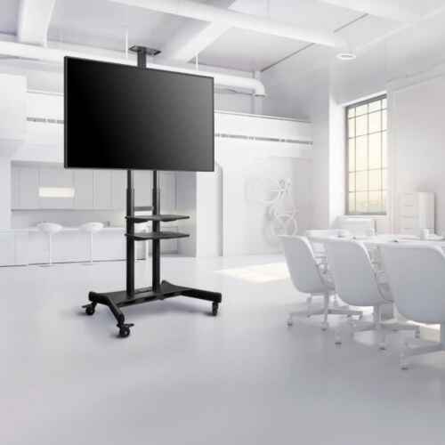 ONKRON Mobile TV Stand with Wheels Rolling TV Stand for 50-83 Inch LED LCD Flat or Curved Screen TVs up to 200 lbs - Height Adjustable TV Cart with Shelves - max VESA 800x500 mm (TS1881) Black - Image 7