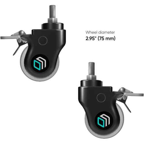 ONKRON Designer Caster Wheels 3 Inch for Mobile TV Cart TV Stand Heavy Duty Smooth Running with Double Safety Lock Plastic Casing - Set of 4 AWL75 Black - Image 6