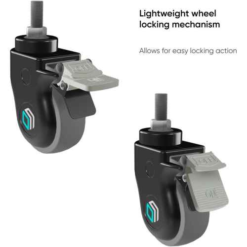 ONKRON Designer Caster Wheels 3 Inch for Mobile TV Cart TV Stand Heavy Duty Smooth Running with Double Safety Lock Plastic Casing - Set of 4 AWL75 Black - Image 5