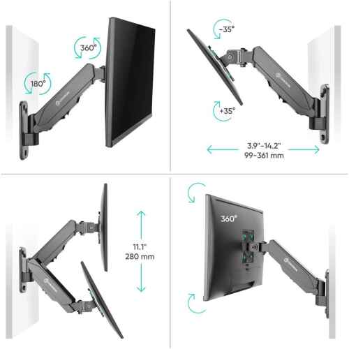 ONKRON TV Monitor Wall Mount Bracket for 13 32-Inch Screens Full Motion with Gas Spring Black G120 - Image 3